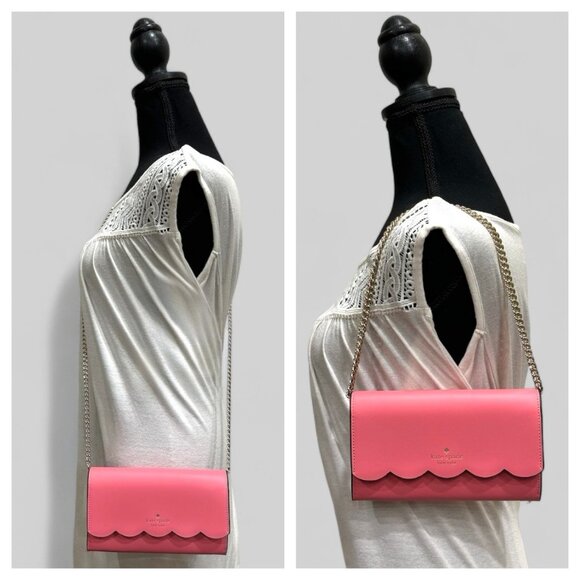 NWOT Kate Spade Gemma in Deep Hibiscus Smooth Leather Wallet on a Chain - Picture 3 of 15